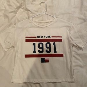 Cute cropped tee! Brand unknown, tag was taken off.